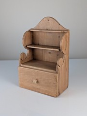 Rustic Pine Wood Cutlery Wall Furniture with Drawer, 1950s