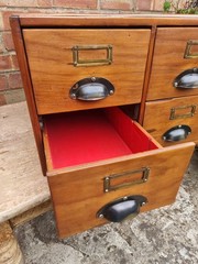 Vintage industrial pine 4 draw index filling cabinet by Durrant & Son Ltd