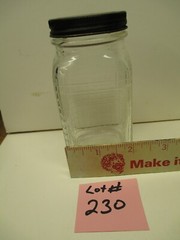 HOOSIER CABINET ORIGINAL SQUARE SPICE JAR LOT # 230