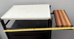Antique Medical Storage Cabinet Heavy Metal & Enamel Top Wood Cutting Board Side