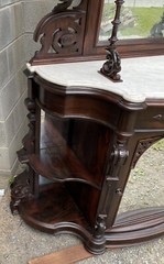 ROSEWOOD ROCOCO MARBLE TOP ETAGERE