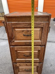 Vintage Tiger Oak File Cabinet Four Drawers One locks Paneled Sides Legal SIze