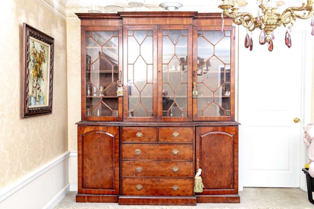 Antique Georgian Mahogany Breakfront China Cabinet