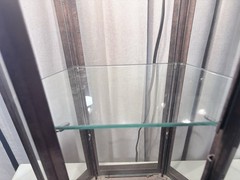 Antique Industrial Lighted Curio Cabinet with Glass Door for Sale