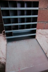 vintage lockable industrial pigeon hole storage cabinet. Rare with Lockable door