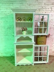 Painted Cottage Shabby Chic French Bookcase / China Hand Made Display Cabinet