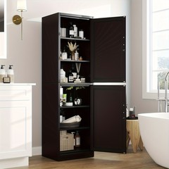 Black 67 Inch Lockable Metal Cabinet 2 Doors 4 Adjustable Shelves