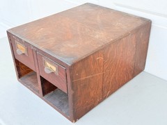 Antique Globe Wooden Index Card Catalog File Cabinet Oak 4 Drawer