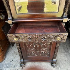 R.J. HORNER CARVED GRIFFIN LIQUOR BAR CABINET