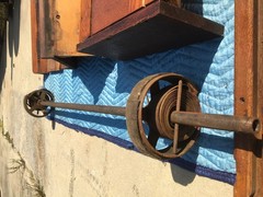 Antique Tambour Interior Door w Cabinet & Rails-Vintage Room Divider / Partition