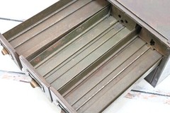 Antique 1918 6 Drawer Military Green Brass/Steel Stacking File Cabinet