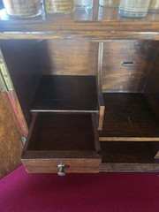 Solid Wood Antique Apothecary Cabinet Box Portable Medicine Chest Glass Bottles