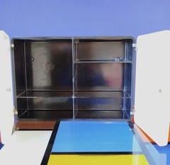1960s Carrara & Matta “Spluga” black white bakelite bathroom wall cabinet Italy