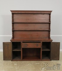 L57591: Primitive Country Painted Bench Made Pewter Cabinet