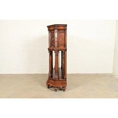 Antique French Renaissance Revival Ornate Carved Walnut Bar Cabinet, Circa 1890s