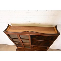 Don Shoemaker Studio Cocobolo Rosewood Breakfront Bookcase Cabinet, Circa 1970s