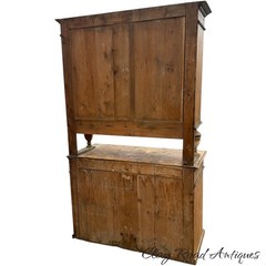 antique French country step back pine cupboard cabinet original paint decoration