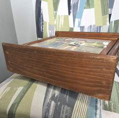 Vtg Oak Wood Medicine Cabinet Hand Painted Primitive Spice Rack Shelves Signed