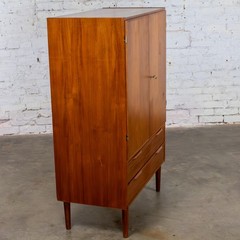 Scandinavian Modern Teak Petite Cabinet Dry Bar Armoire or Gentleman’s Chest