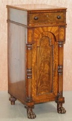 RARE PAIR OF HUGE WILLIAM IV 1830 FLAMED MAHOGANY SIDE CABINETS CAMPAIGN DRAWERS