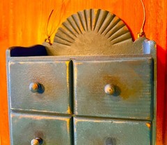 Primitive New England Blue-painted Spice Cabinet.