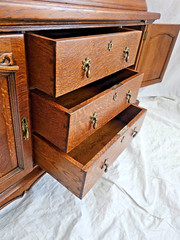Vtg Country French Louis XV Quarter Sawn Oak China Cabinet Hutch Carved 1930s
