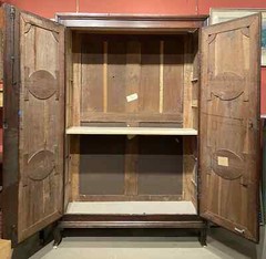 Large French Louis XIV Carved Walnut Two Door Cabinet or Armoire w/Restorations