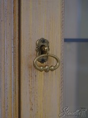 72830: Pair French Style Gold Wash Corner China Cabinets