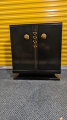Grand Rapids Heritage Art Deco & Hollywood Regency black lacquer Cabinet USA