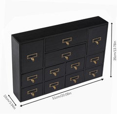 Black Vintage 12-Drawer Apothecary Cabinet, Stackable for Herbs/Tea/Stationery
