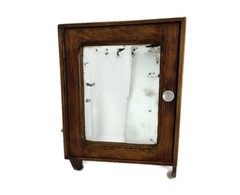 small antique medicine apothecary cabinet beveled glass wood hanging kitchen bat