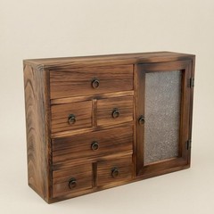 Wood Storage Cabinet Vintage Finish Drawer Cabinet Hand-Finished for Office