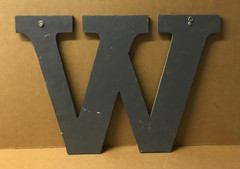 Decorative Salvaged Tin Ceiling 16″ Patchwork Shabby Silver Letter W Old 219-26B
