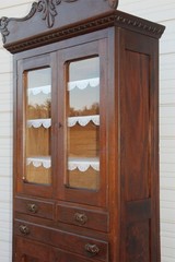 Antique Oak Kitchen Cabinet Cupboard Adjust Shelves Floral Press Owl Pulls & Key