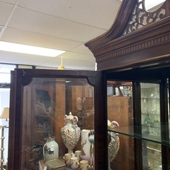 VTG 1950s MCM American of Martinsville Solid Mahogany Curio Display Cabinet 89″H