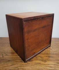 Early 20th Walnut Collectors Curio Cabinet Stones “Popular” 4 Drawers & Key