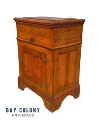 VICTORIAN OAK FLORAL CARVED ICE CHEST WITH ZINC LINING & PHOENIX HEAD HARDWARE
