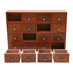 Vintage 16 Drawers Tabletop Library Card Catalog Cabinet Apothecary Storage Box