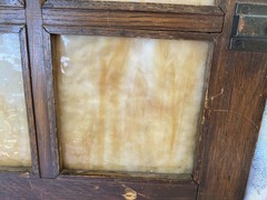 Antique Wood cabinet door Craftsman slag glass Primitive Hoosier architectural