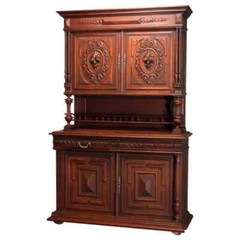 French Renaissance Deeply Carved Walnut Hunt Cupboard, 19th Century