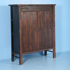 Antique 19th Century Chinese Red Lacquered Cabinet With Flowers