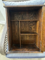 Antique Solid Oak Bathroom Medicine Apothecary Pharmaceutical Cabinet w/ Mirror