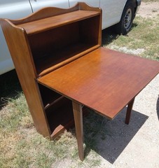 Solid Walnut Bookshelf / Fold Down Desk by Davis (DR2)