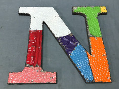 Decorative Salvaged Tin Ceiling 12″ Patchwork Mix Color Letter N Metal 359-25B