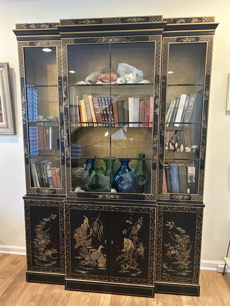 RARE Vintage DREXEL 584 223 Et Cetera Chinoiserie China Cabinet Black Lacquer