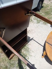 Solid Walnut Bookshelf / Fold Down Desk by Davis (DR2)