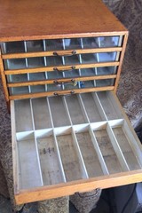 ANTIQUE J&P COATS Five Drawer Country Store Display Spool Cabinet, SOLID! NICE!!