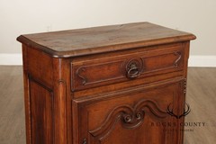 Antique 19th Century Solid Oak Petite Cabinet With Drawer And Scalloped Apron
