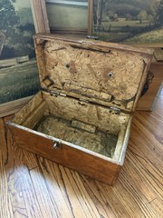 Vintage Handmade Mechanist Tool Box Chest Box Wood Metal Handle Primitive Rustic