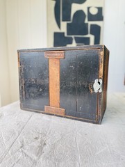 Antique vintage 1930s Wooden Wall Cupboard Factory Industrial Shelf Bathroom
